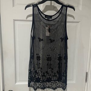 Torrid Black Sheer Embroidered Tank Top